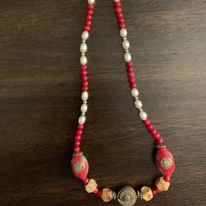 Saltwater pearls and coral Necklace